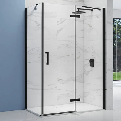 Single Glass Black Frame Bagno Bagno di vetro Doccia Screen Swing Door con personalizzazione