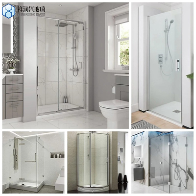 Porta del bagno in vetro a fiocco senza cornice con strati stratificati e tecnica del pannello doccia