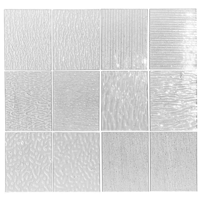 Moru Fluted Spotswood Rainbow Cathedral Satinlite Oceanic Aqualite Pattern Tessurato Vetro cablato per 5