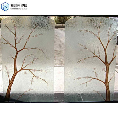 3-4mm Disegno Temperable Titanio Ghiaccio Fiore Acido vetro inciso Standard GB15763.2-2005