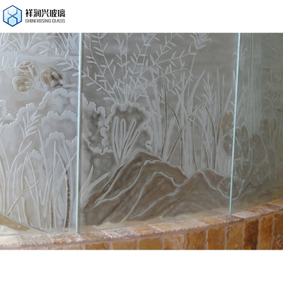 Porta doccia in vetro temperato con disegno Karatachi in bronzo e fogli a disegno