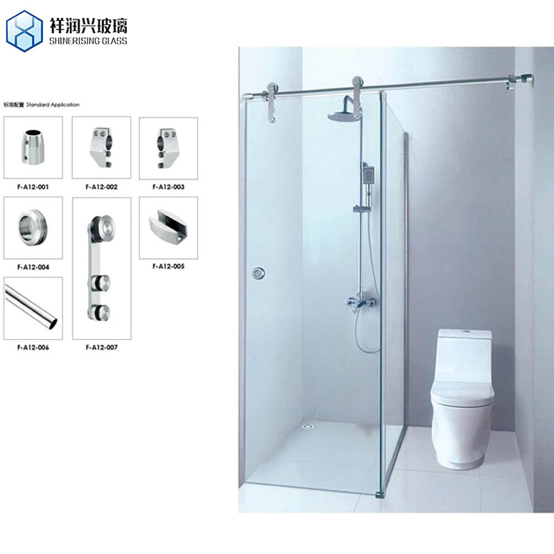 Bagno a doppia porta scorrevole Sala doccia con vetro temperato trasparente e telaio in lega di alluminio