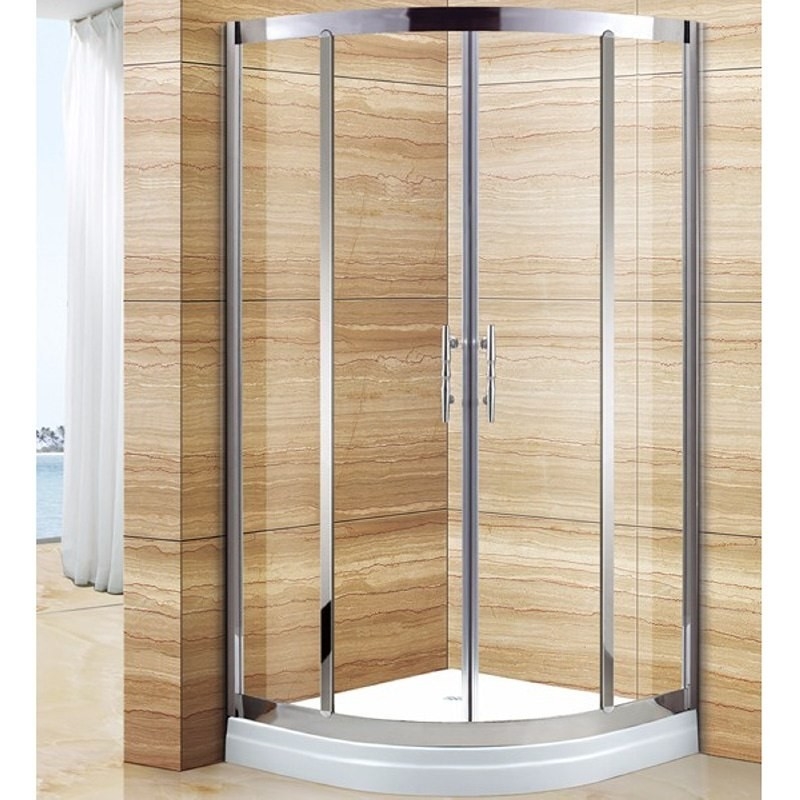 Porta scorrevole in acciaio inossidabile temperata a quattro lati in vetro per bagno a Dubai