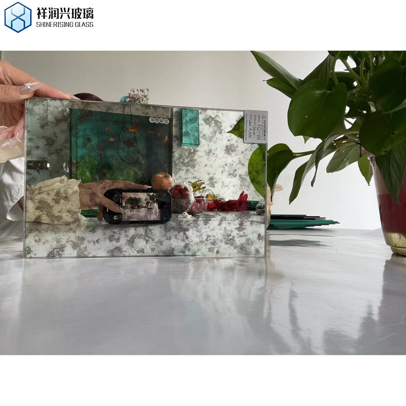 Pannelli decorativi a montatura in vetro per pareti Piastrelle antiche a specchio grigio blu cielo per artigianato